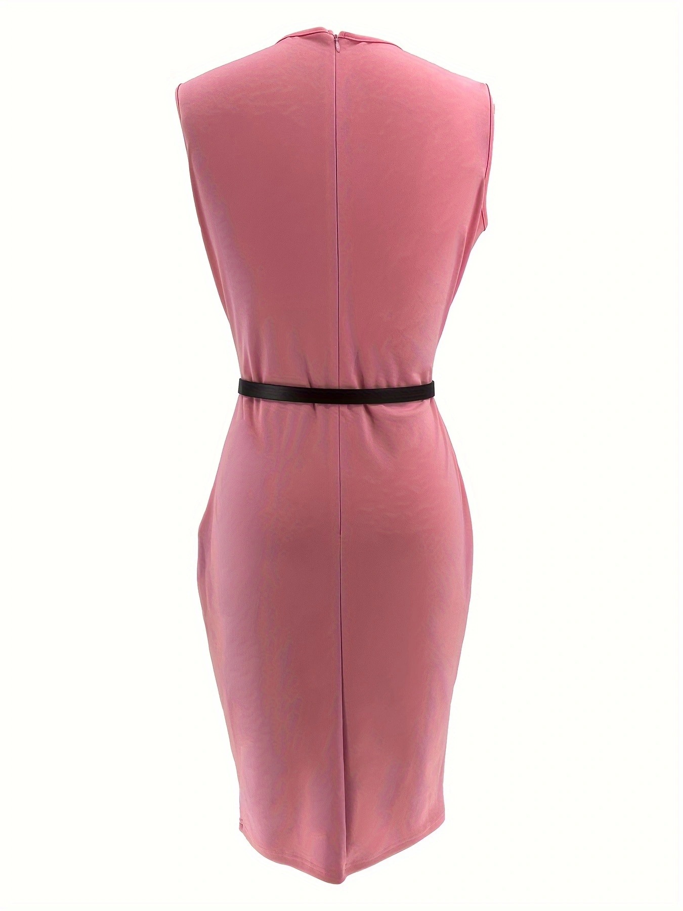 Women's Color-blocked Sleeveless Elegant Work Summer Dress - Image 3