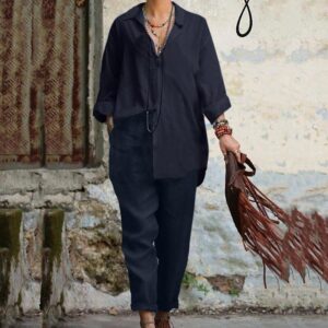 Women's Fashion Solid Color Button Casual Suit