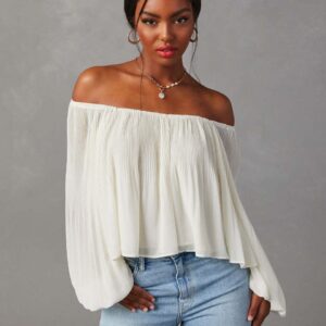 Sexy One-shoulder Solid Color Simple Lantern Sleeve Loose Long-sleeved T-shirt