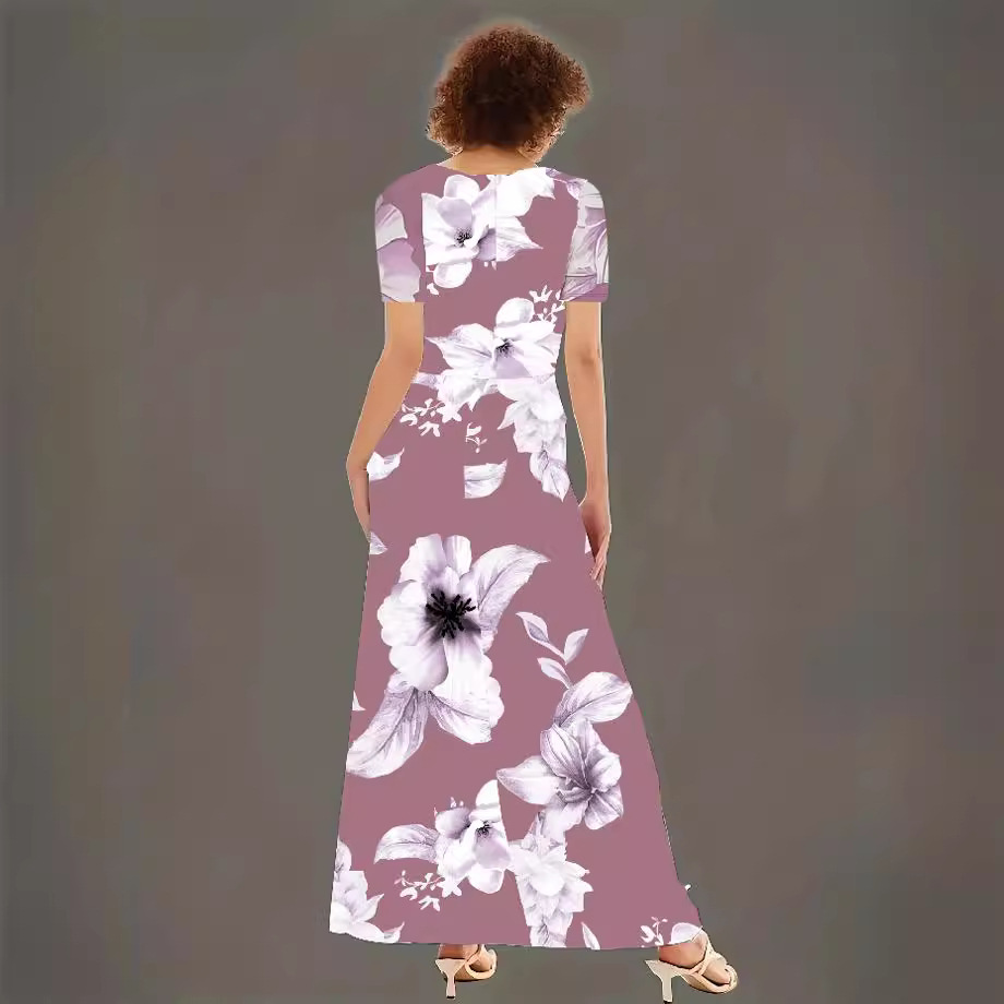 Women's Loose Long Sleeve High Waist Plus Size Pocket V Neck Dress - Image 2