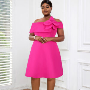 Plain Off Shoulder Sleeveless Bowknot Elegant Dress